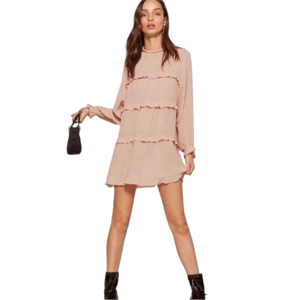 Reformation Long Sleeve Dress in Blush Pink